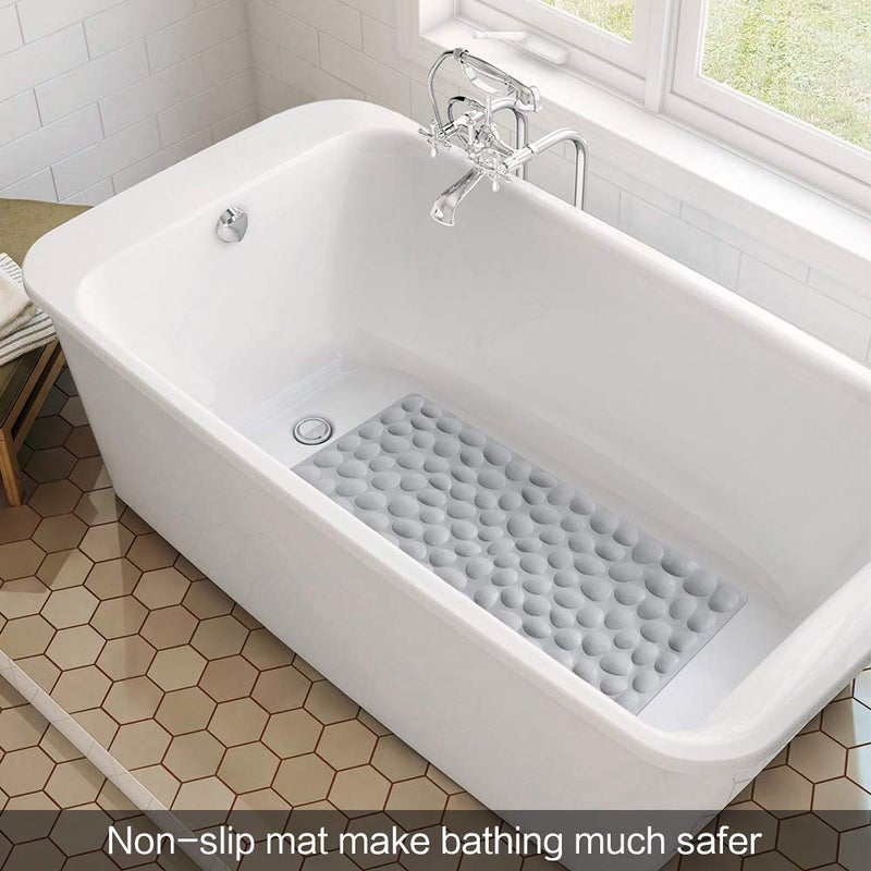 OTHWAY Non-Slip Bathtub Mat OTHWAY Soft Rubber Bathroom Bathmat with Strong Suction Cups (Grey) - Image 2